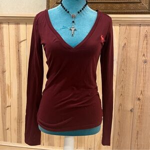 Large kids Abercrombie & Fitch Burgundy
Long Sleeve Tee with Pink Accents